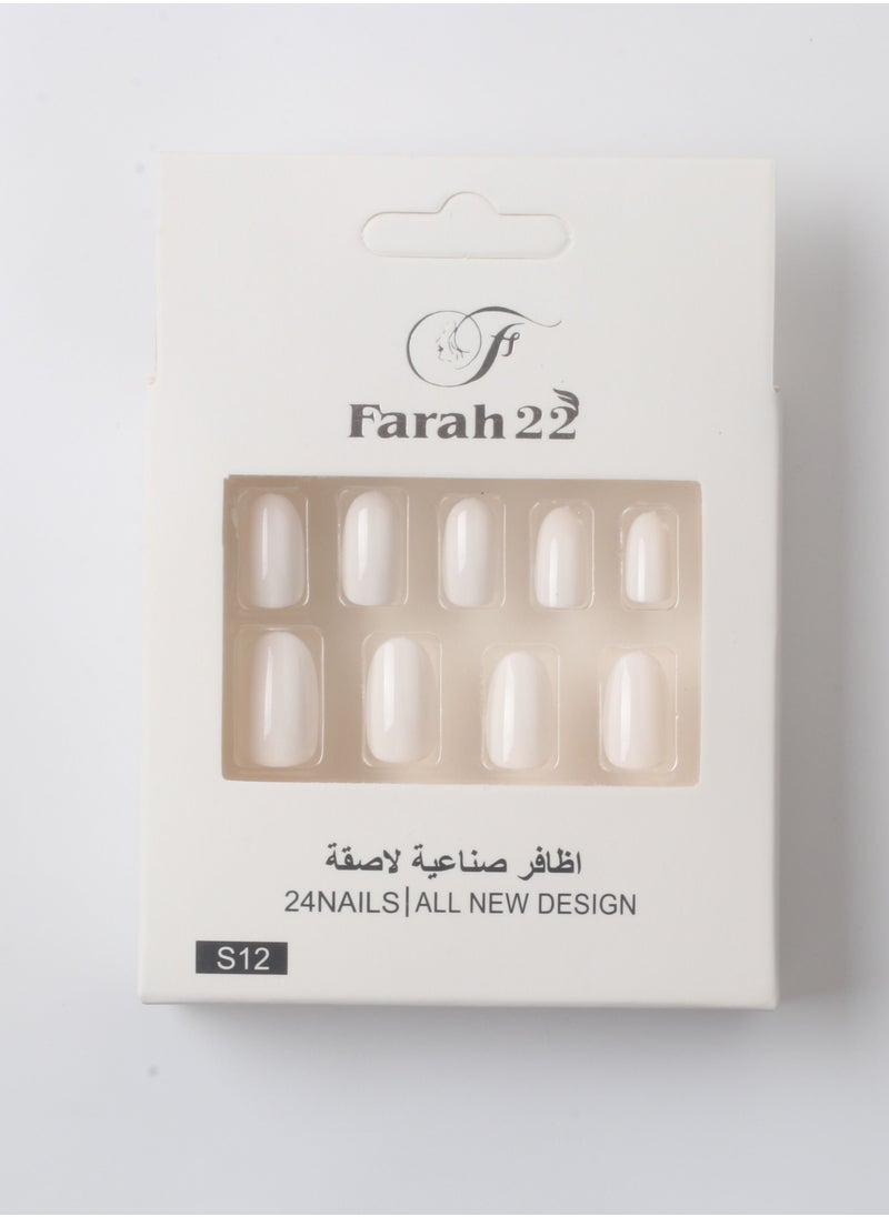 فرح 22 أظافر صناعية لاصقة غير لامعة من 24 قطعة s12  - Image 1