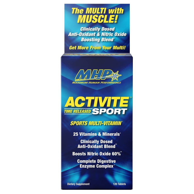 MHP Activite Sport Multi Vitamin 25 Vitamins and Minerals Nitric Oxide Booster Digestive Enzymes Antioxidants 120 Tablets