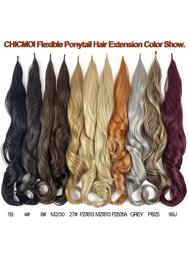 Chicmoi Black Ponytail Extainson 32 Inch Flexible Wrap Around Ponytail Hair Extension Long Wavy Pony Tails hair Extension 1B Natural Black Synthetic Hairpieces For Women and Girls - Image 4