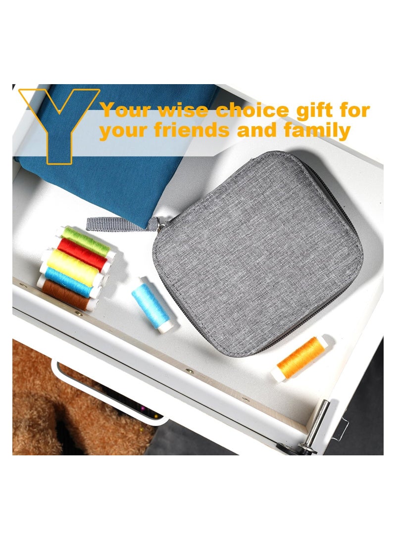 سيوسي طقم أدوات خياطة مع حقيبة مستلزمات الخياطة المحمولة لوازم الخياطة اليدوية الأساسية مجموعة أدوات الخياطة اليدوية الأساسية للمنزل للمسافرين البالغين المبتدئين في حالات الطوارئ للأطفال يحتوي على خيط مقص م - Image 4