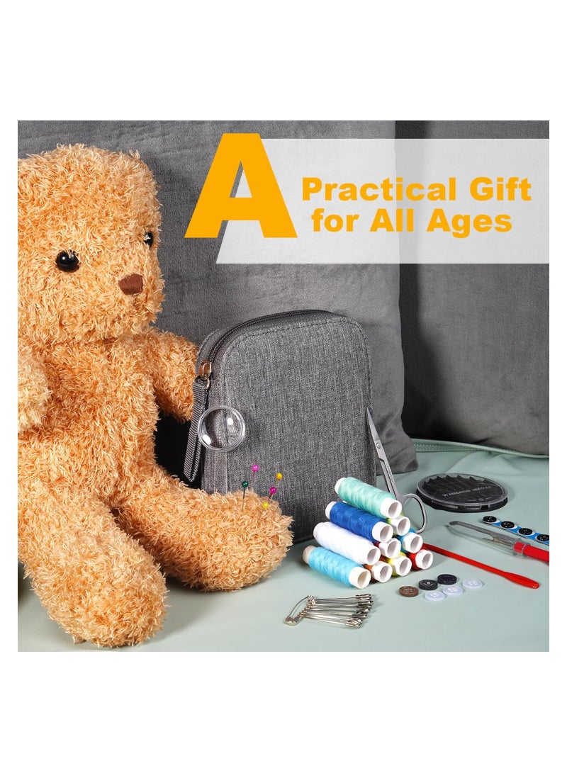 سيوسي طقم أدوات خياطة مع حقيبة مستلزمات الخياطة المحمولة لوازم الخياطة اليدوية الأساسية مجموعة أدوات الخياطة اليدوية الأساسية للمنزل للمسافرين البالغين المبتدئين في حالات الطوارئ للأطفال يحتوي على خيط مقص م - Image 3