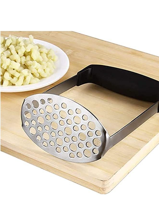 NIBEMINENT Potato Masher,Smooth Masher Stainless Steel Baby Food Fruit Vegetable with Black Handle for Mashed Vegetables and Fruits - Image 3