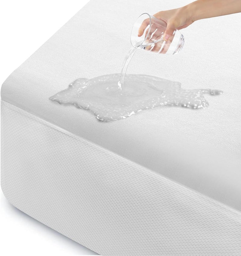 ohano Waterproof Mattress Protector 90 x 200 cm, Fine Flannel Microfibre Fitted Sheet, Incontinence Pad, Moisture Protection Bed Sheet, Waterproof and Breathable Mattress Cover, White - Image 1