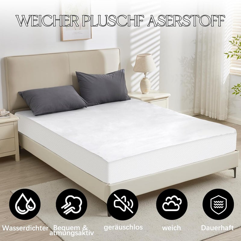ohano Waterproof Mattress Protector 90 x 200 cm, Fine Flannel Microfibre Fitted Sheet, Incontinence Pad, Moisture Protection Bed Sheet, Waterproof and Breathable Mattress Cover, White - Image 2