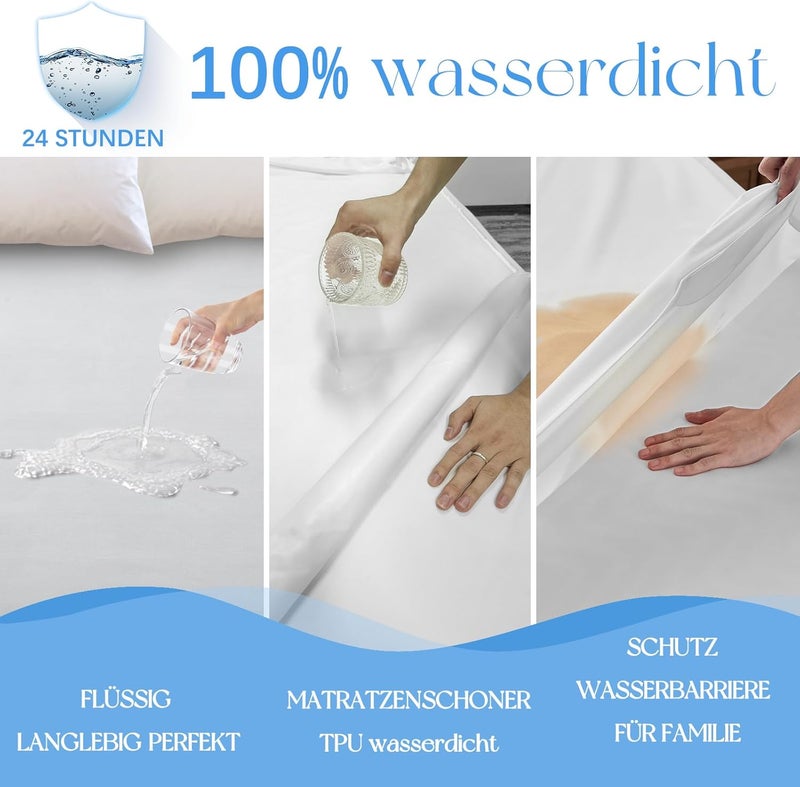 ohano Waterproof Mattress Protector 90 x 200 cm, Fine Flannel Microfibre Fitted Sheet, Incontinence Pad, Moisture Protection Bed Sheet, Waterproof and Breathable Mattress Cover, White - Image 3