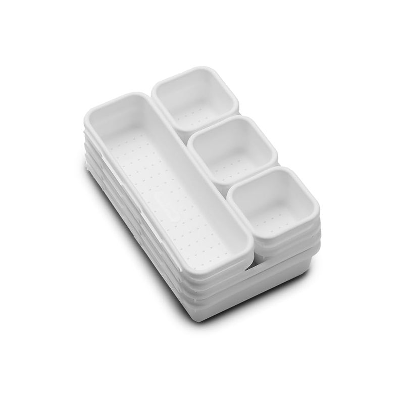 Madesmart 8-Piece Interlocking Bin Pack Customizable Multi-Purpose Drawer, One Home Organization, BPA Free, White, 8 Count - Image 3
