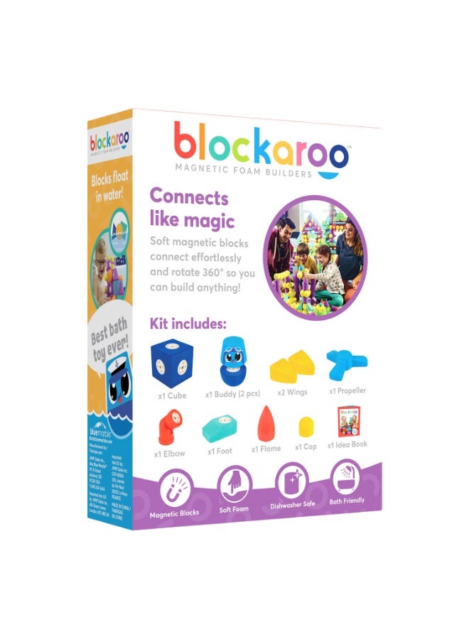 blockaroo Blue Marble Magnetic Foam Building Blocks – Airplane Set (10 pcs) - Image 1