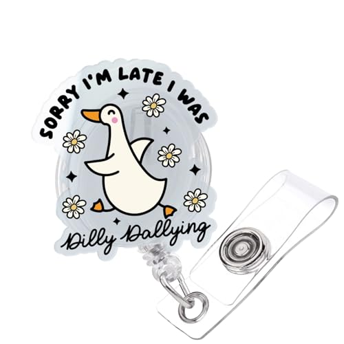 963RW Funny Silly Goose Badge Reel Retractable ID Holder with Alligator Clip for Nurse Nursing Medical Worker & Teacher, Cute Acrylic Badge Accessories for RN CNA LPN Doctor - Image 1