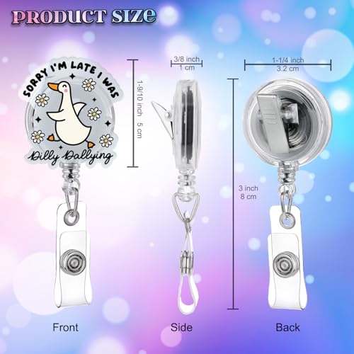 963RW Funny Silly Goose Badge Reel Retractable ID Holder with Alligator Clip for Nurse Nursing Medical Worker & Teacher, Cute Acrylic Badge Accessories for RN CNA LPN Doctor - Image 2