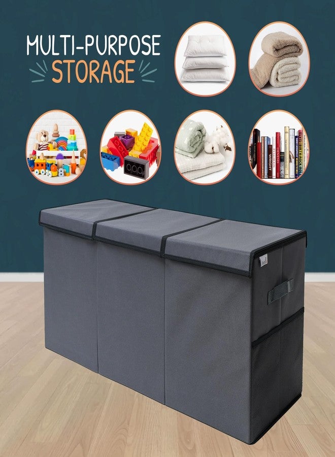 SoftOwl Extra Large Toy Storage Organizer with Lid - Sturdy, Collapsible Toy Chest Storage Box Design - Toys Bin with Dividers for Kids, Nursery, Bedroom, Playroom 37"x16"x14" - Image 4