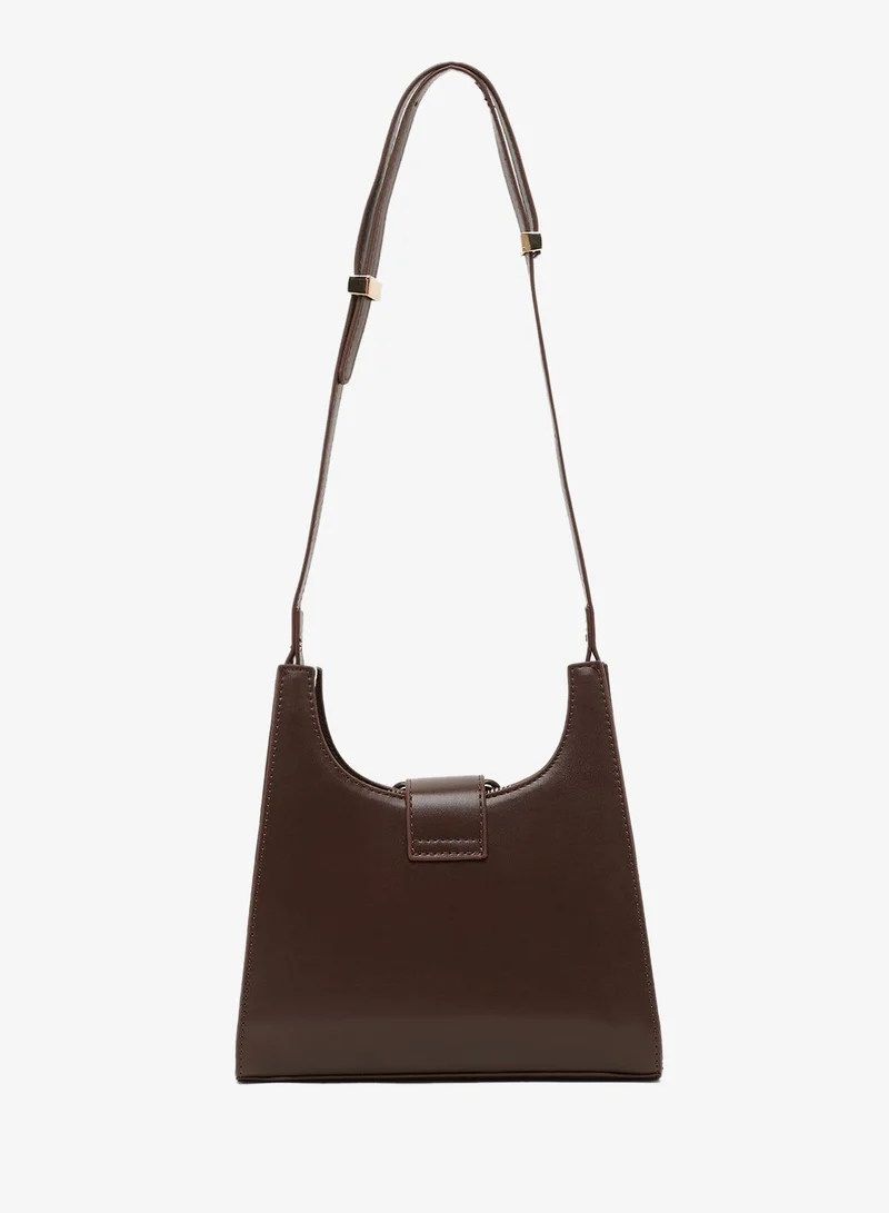 Ginger PU crossbody buckle detail