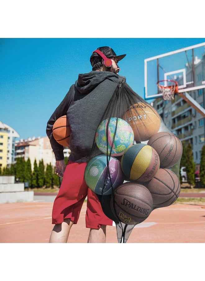 DoGeek Heavy Duty Soccer Ball Net Bag(10-12Balls) Basketball Mesh Ball Bag Soccer Ball Bags Mesh For Coaches Extra Large Mesh Drawstring Bags  - Image 4
