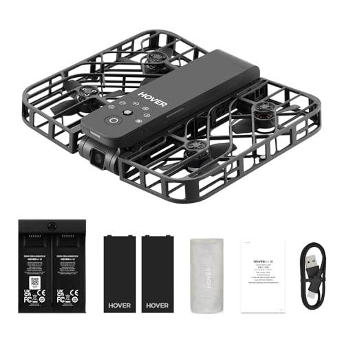 HOVERAir X1 Drone with Camera SelfFlying Camera Drone with Follow Me Mode Foldable Mini Drone with HDR Video Capture Palm Takeoff Intelligent Flight Paths HandsFree Control Black Combo Plus