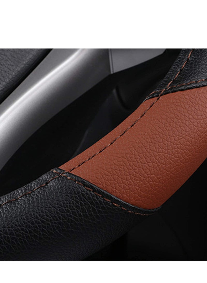 PU Leather Steering Wheel Cover Anti-Slip Car Steering Wheel Protector Breathable Sweat Absorbent Sport for Diameter 38cm 15 Inch (Black/Brown) - Image 5