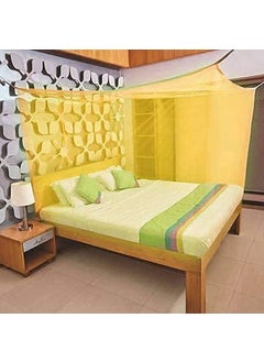 MAYSHA CREATIONS MAYSHA CREATIONS Nylon Single Bed Machardani Mosquito Net with Cotton Fall 35 X 65 Feet Yellow MosquitoNet 