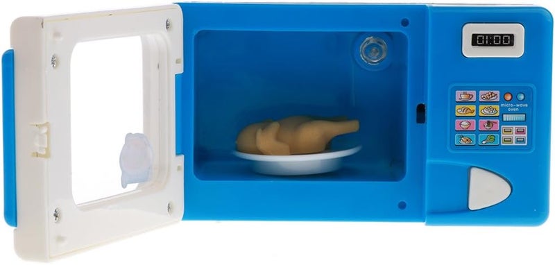 klarako Kids Children Mini Kitchen Appliance Toys with Light and Sound  Blue Microwave Oven - Image 4