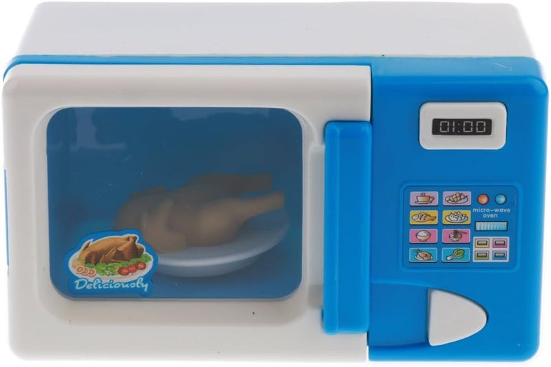 klarako Kids Children Mini Kitchen Appliance Toys with Light and Sound  Blue Microwave Oven - Image 3