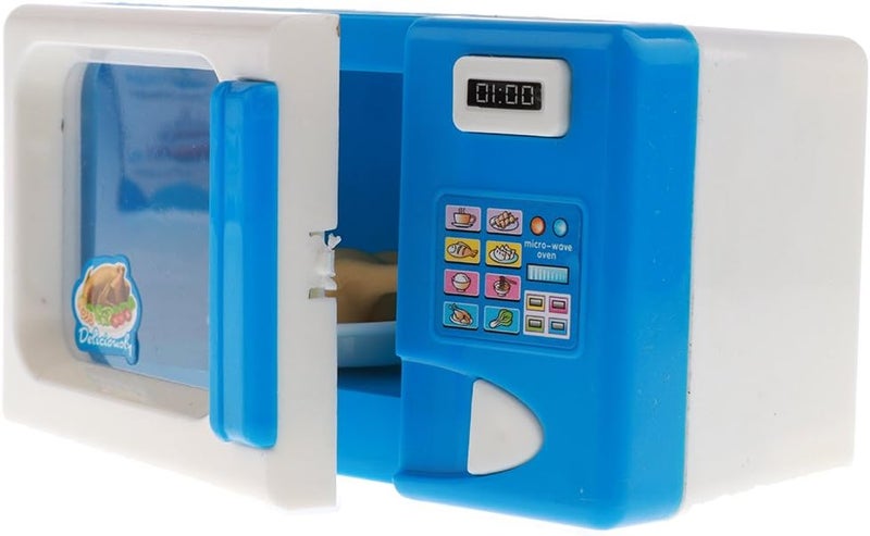 klarako Kids Children Mini Kitchen Appliance Toys with Light and Sound  Blue Microwave Oven - Image 1