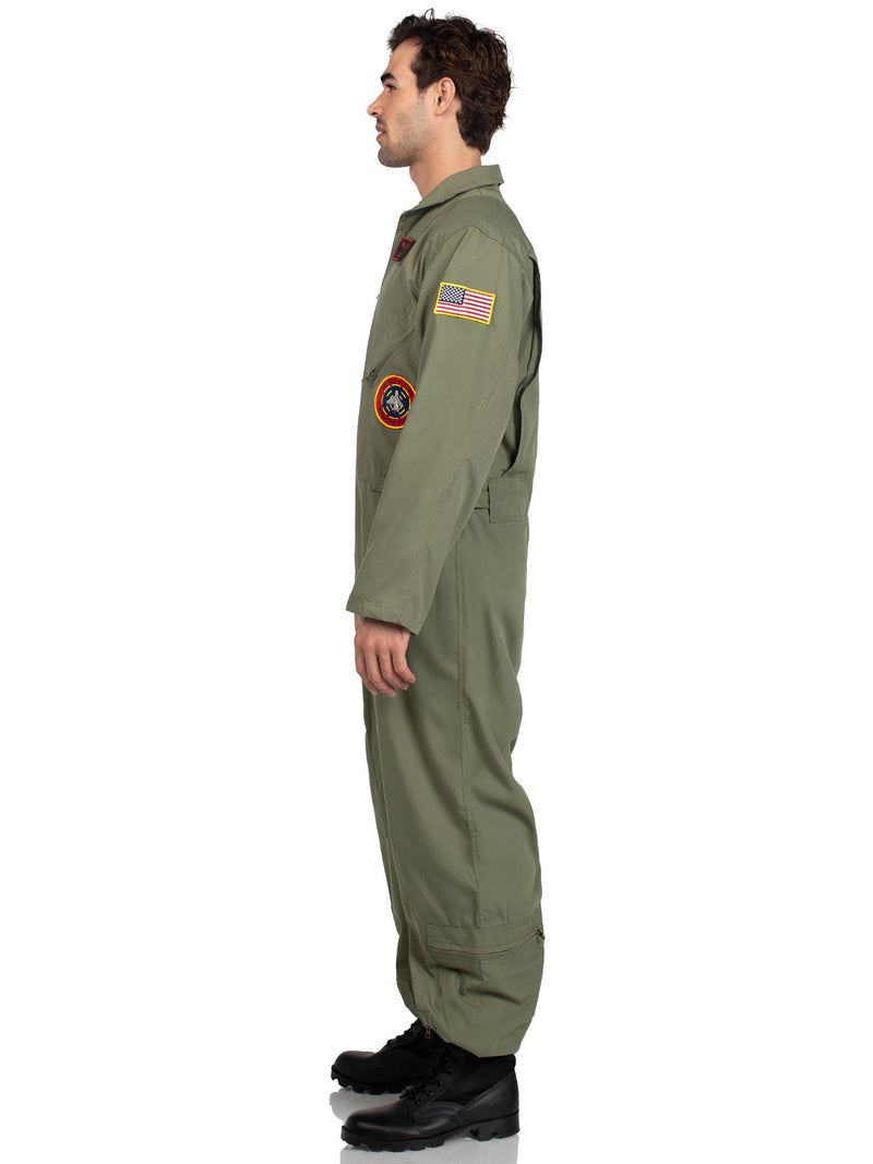 Leg Avenue Mens Licensed Top Gun Flight Suit Costume, SML/MED, Khaki/Green - Image 3
