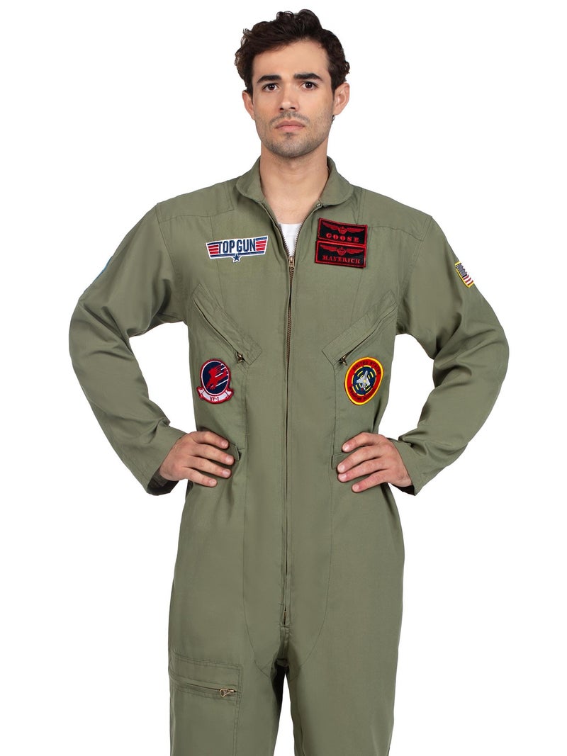 Leg Avenue Mens Licensed Top Gun Flight Suit Costume, SML/MED, Khaki/Green - Image 5