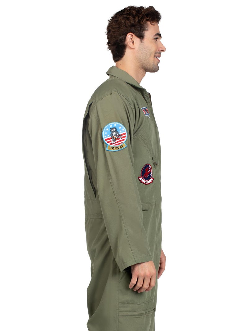 Leg Avenue Mens Licensed Top Gun Flight Suit Costume, SML/MED, Khaki/Green - Image 4