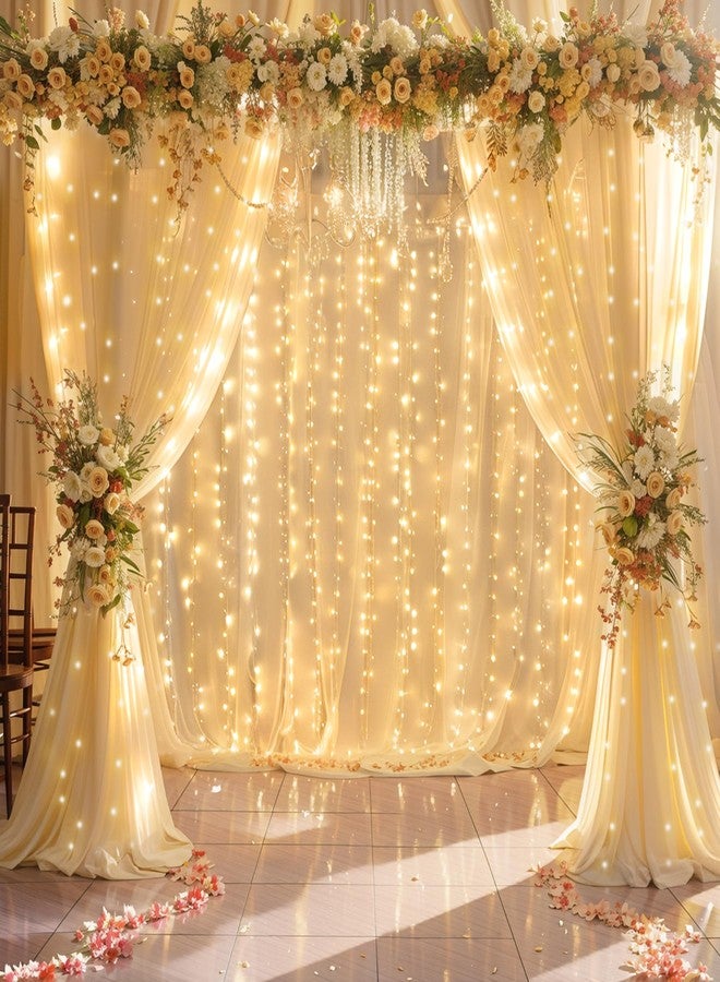 Shillance 10x10ft Champagne Backdrop Curtain with Lights for Wedding Parties, Chiffon Curtains Backdrop with Lights for Baby Shower Bridal Shower Birthday Party Ceremony Reception - Image 4