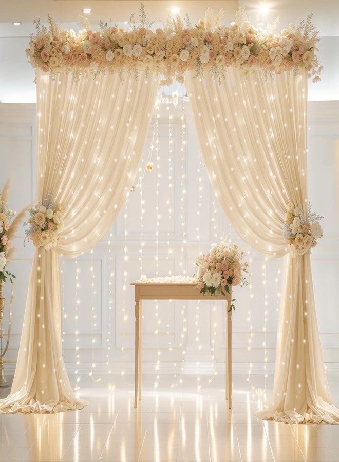 Shillance 10x10ft Champagne Backdrop Curtain with Lights for Wedding Parties, Chiffon Curtains Backdrop with Lights for Baby Shower Bridal Shower Birthday Party Ceremony Reception - Image 2