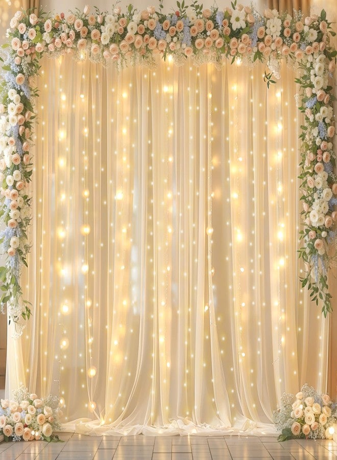 Shillance 10x10ft Champagne Backdrop Curtain with Lights for Wedding Parties, Chiffon Curtains Backdrop with Lights for Baby Shower Bridal Shower Birthday Party Ceremony Reception - Image 1