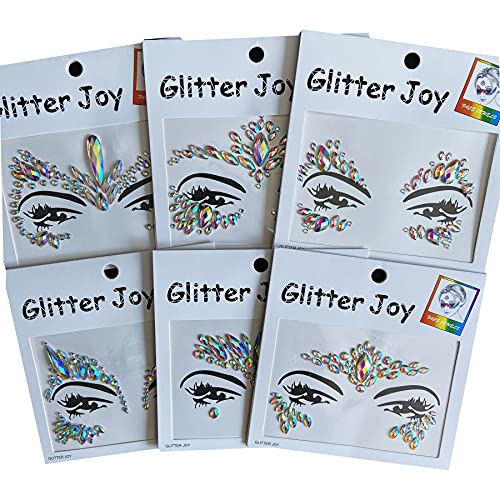 Face Gems Jewels Festival Face Jewels Tattoo Stickers Body Gems Stick on Face Body Gem Temporary Face Tattoos for Festival 6PackABColor