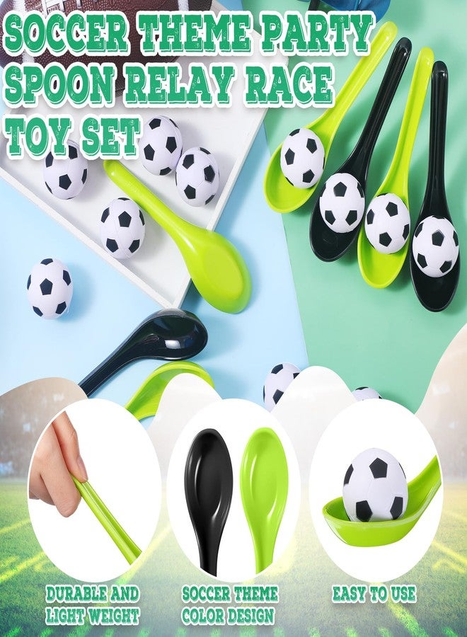 PullCrease 12 Pack Soccer Party Games Spoon Relay Race Toy Set for Teens Adults, Soccer Foam Ball and Spoon Race Game for Sports School Birthday Party Supplies Favors(Classic Colors) - Image 3