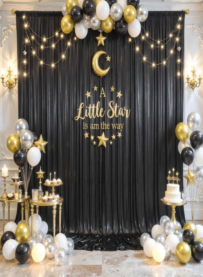 Suppromo 10x10ft Black Sequin Backdrop Curtain for Parties Glitter Photo Backdrop Wrinkle Free Polyester Drapes Shimmer Back Drop for Wedding Birthday Baby Shower Photography Shiny Background 2 Panels 5x10ft - Image 1