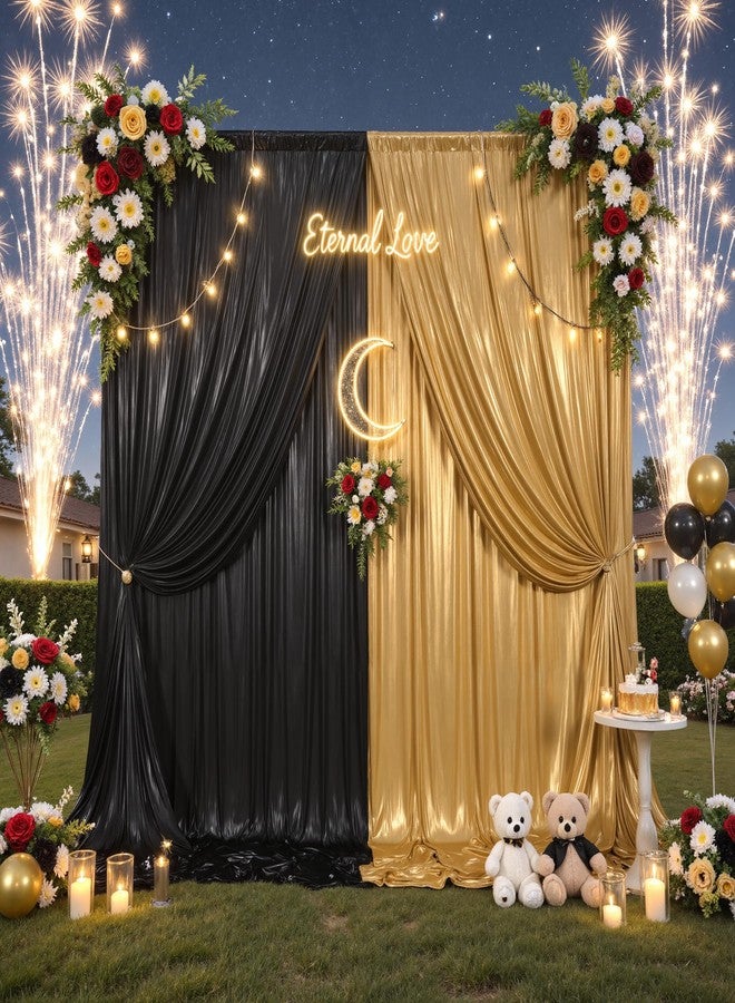 Suppromo 10x10ft Black Sequin Backdrop Curtain for Parties Glitter Photo Backdrop Wrinkle Free Polyester Drapes Shimmer Back Drop for Wedding Birthday Baby Shower Photography Shiny Background 2 Panels 5x10ft - Image 4