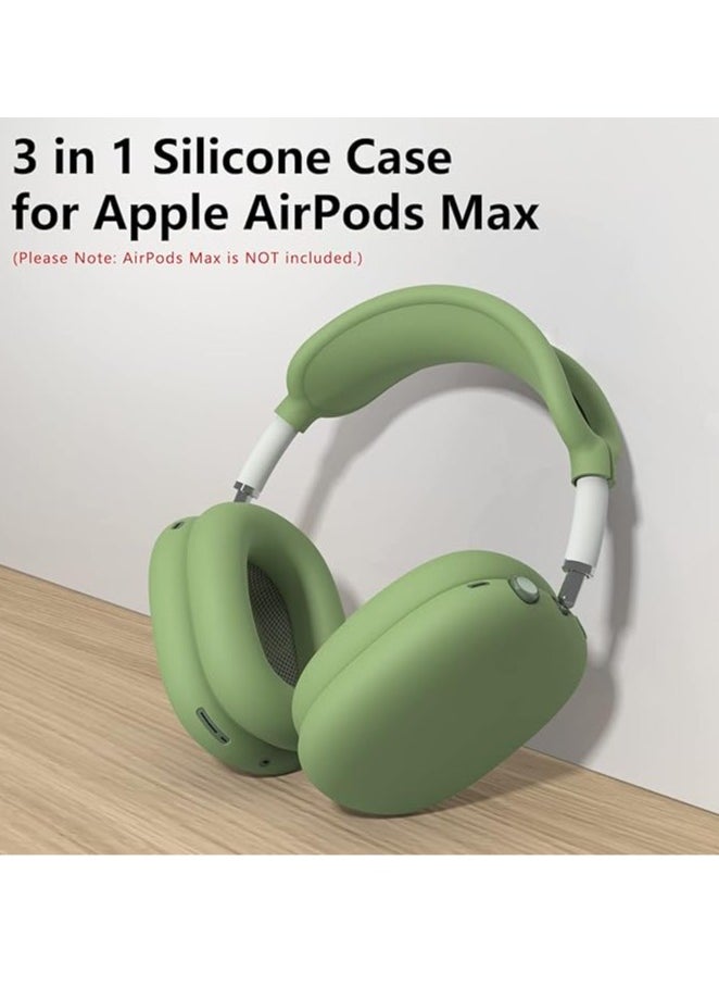 Mmmon - Silicone Case Cover for AirPods Max Headphones,Anti-Scratch Ear Pad Case Cover/Ear Cups Cover/Headband Cover for AirPods Max,Accessories Soft Silicone Skin Protector for Apple AirPods Max(Green) - Image 1