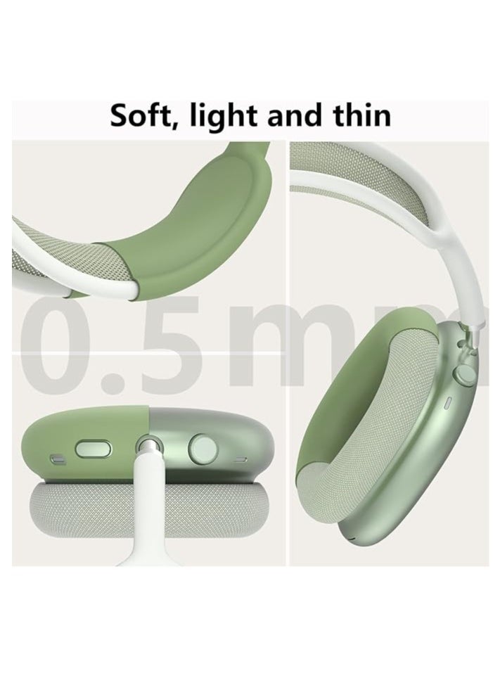 Mmmon - Silicone Case Cover for AirPods Max Headphones,Anti-Scratch Ear Pad Case Cover/Ear Cups Cover/Headband Cover for AirPods Max,Accessories Soft Silicone Skin Protector for Apple AirPods Max(Green) - Image 1