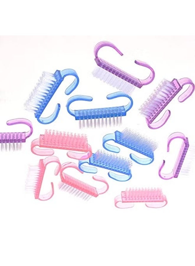 مومنت فرشاة أظافر بمقبض 12 قطعة، فرش تنظيف أظافر اليدين والأقدام، فرش باديكير للرجال والنساء باللون الوردي - Image 1