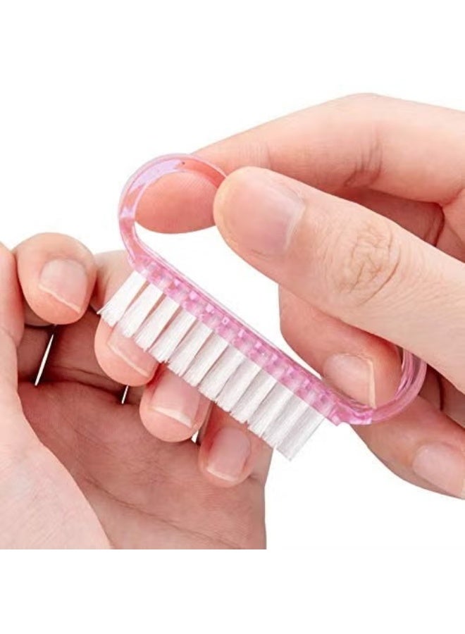 مومنت فرشاة أظافر بمقبض 12 قطعة، فرش تنظيف أظافر اليدين والأقدام، فرش باديكير للرجال والنساء باللون الوردي - Image 3