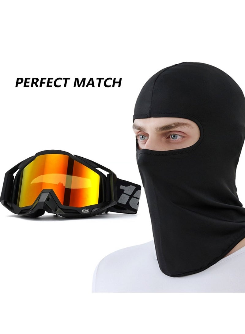 Mountain Bike And Motorcycle Off-Road Goggles - Mx And Mtb Racing Protective Goggles With Mirror Colored Lenses (Including Black Face Mask) - Image 2