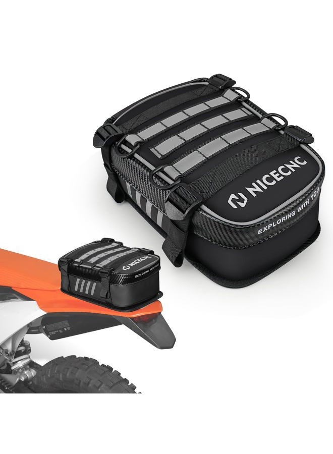 NICECNC Universal Dirt Bike Rear Fender Bag - Waterproof Motocross Tool Storage Organizer with Reflective Strip for Off-Road Adventure & Enduro Riding (Silver) - Image 1
