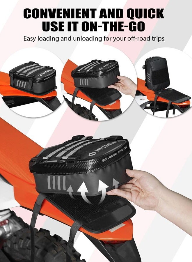 NICECNC Universal Dirt Bike Rear Fender Bag - Waterproof Motocross Tool Storage Organizer with Reflective Strip for Off-Road Adventure & Enduro Riding (Silver) - Image 5