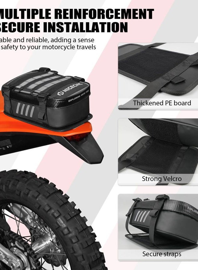 NICECNC Universal Dirt Bike Rear Fender Bag - Waterproof Motocross Tool Storage Organizer with Reflective Strip for Off-Road Adventure & Enduro Riding (Silver) - Image 3