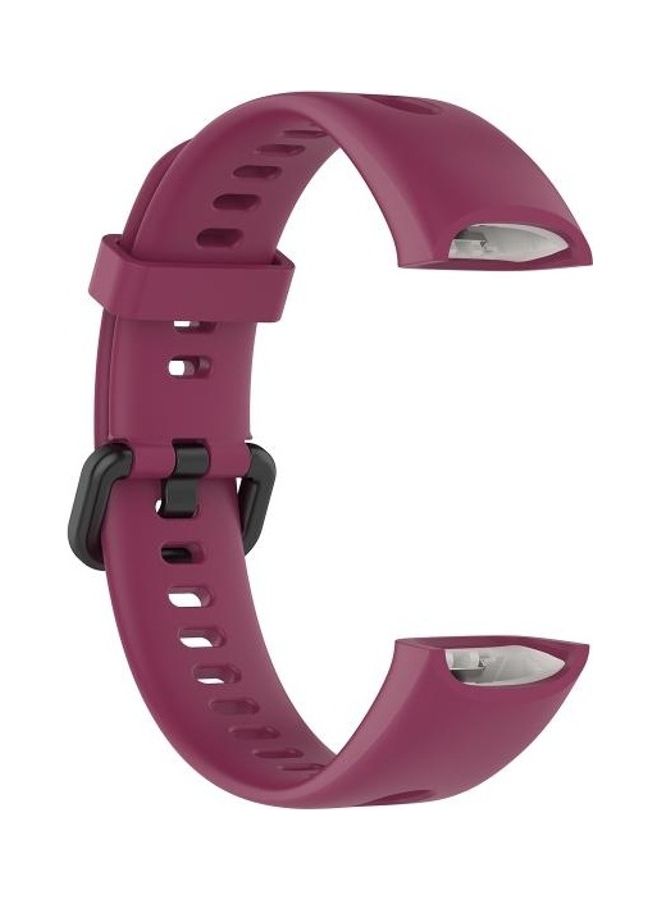 NIBEMINENT Metal Buckle Silicone Strap For Huawei Honor Band 5i/Band 4 Red Wine - Image 4