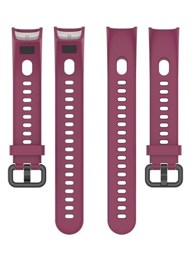 NIBEMINENT Metal Buckle Silicone Strap For Huawei Honor Band 5i/Band 4 Red Wine - Image 5