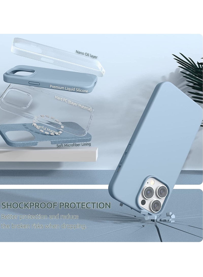 Magnetic Case Designed for iPhone 14 Pro Max Case 6.7 inch (2022), Compatible with MagSafe, Liquid Silicone Phone Case for iPhone 14 Pro Max, Blue Fog - Image 5