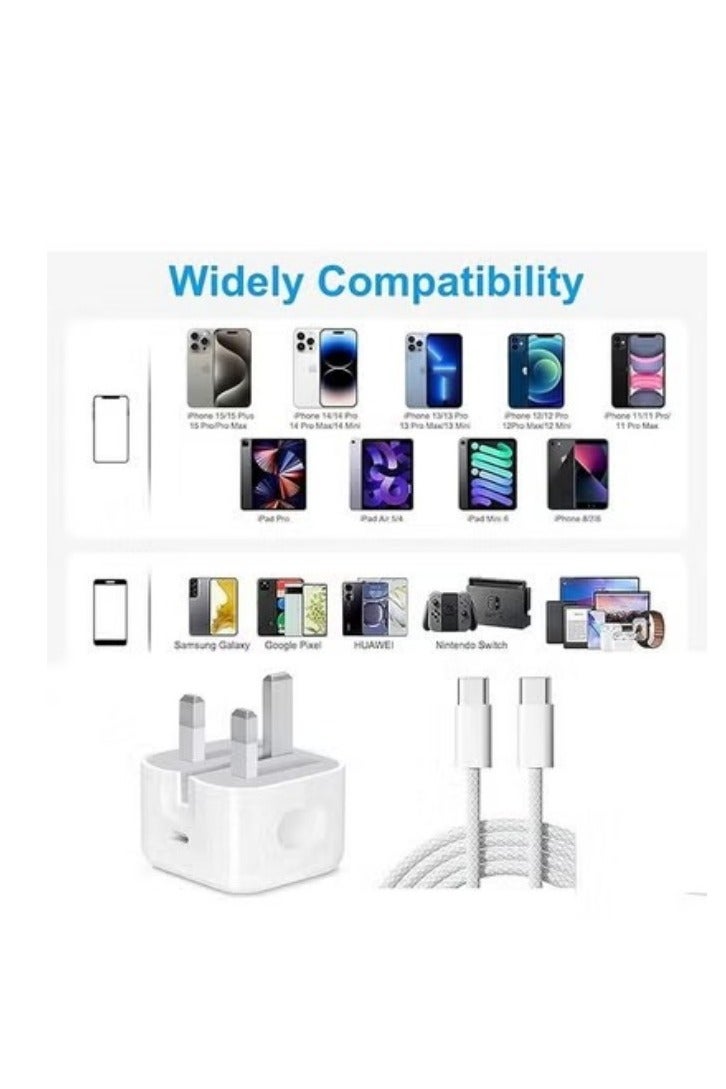 IPhone 20W Fast Charger with Type C Cable for  iPhone 16/16 Plus/16 Pro/16 Pro Max/15 Series,iPad Pro/mini 6, MacBook Pro/Air, Samsung S24 Ultra, Huawei P60, etc  - Image 5