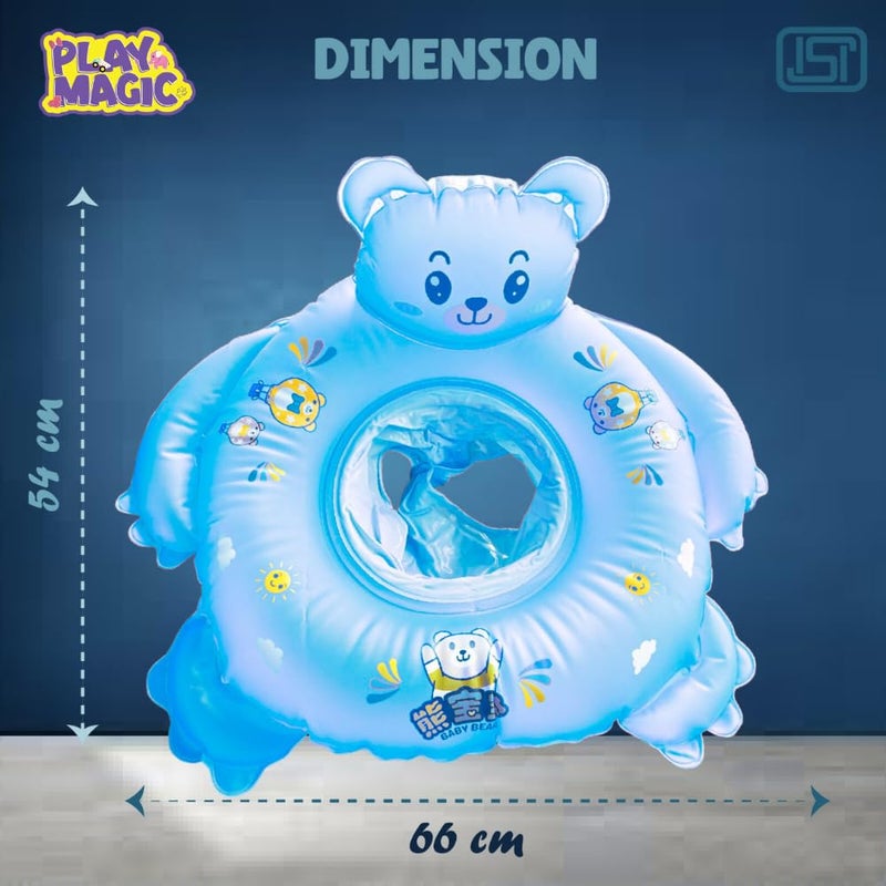 PlayMagic Teddy-Splash Swim Float Swimming Tube|60cm Swim Float Tube|Beach Swim Seat Ring|Floating Lounge for Pool & Lake|Outdoor Fun Toy for Pool Party|Birthday Gift for Kids 4+|Blue - Image 2