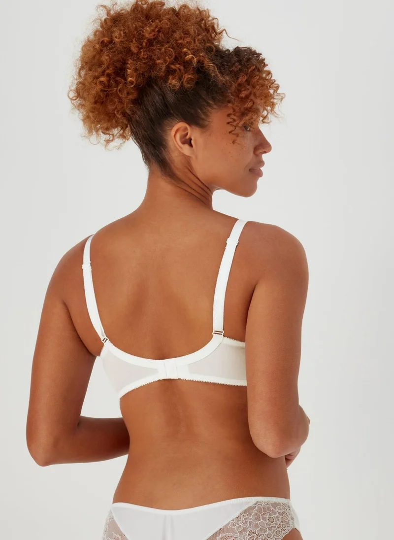 ماتلان صدرية دانتيل بيضاء بطبعات زهور بدون أسلاك