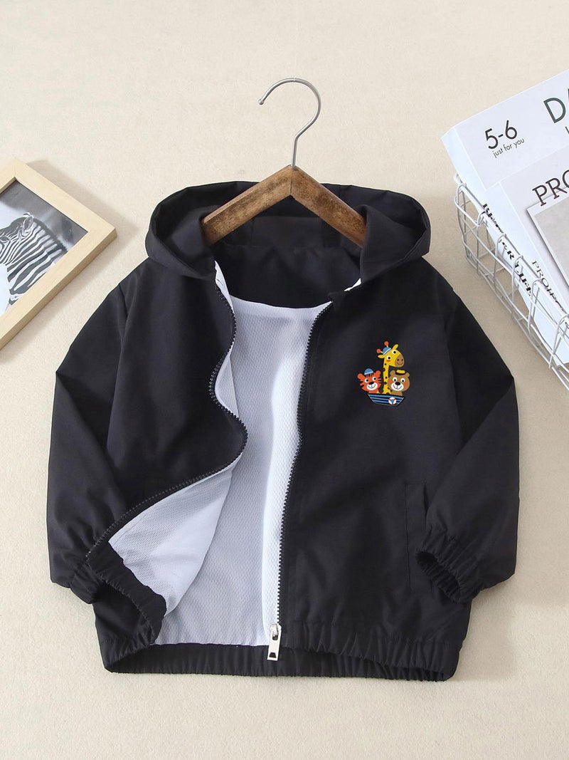 Children'S Spring Cartoon Jacket 2025 For Older Boys And Girls, Hooded Windbreaker, Trendy Children'S Clothing, Boys' Jacket - Image 5
