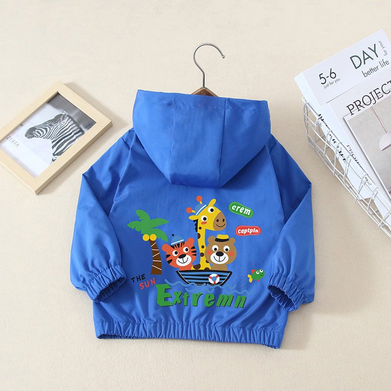 Children'S Spring Cartoon Jacket 2025 For Older Boys And Girls, Hooded Windbreaker, Trendy Children'S Clothing, Boys' Jacket - Image 1