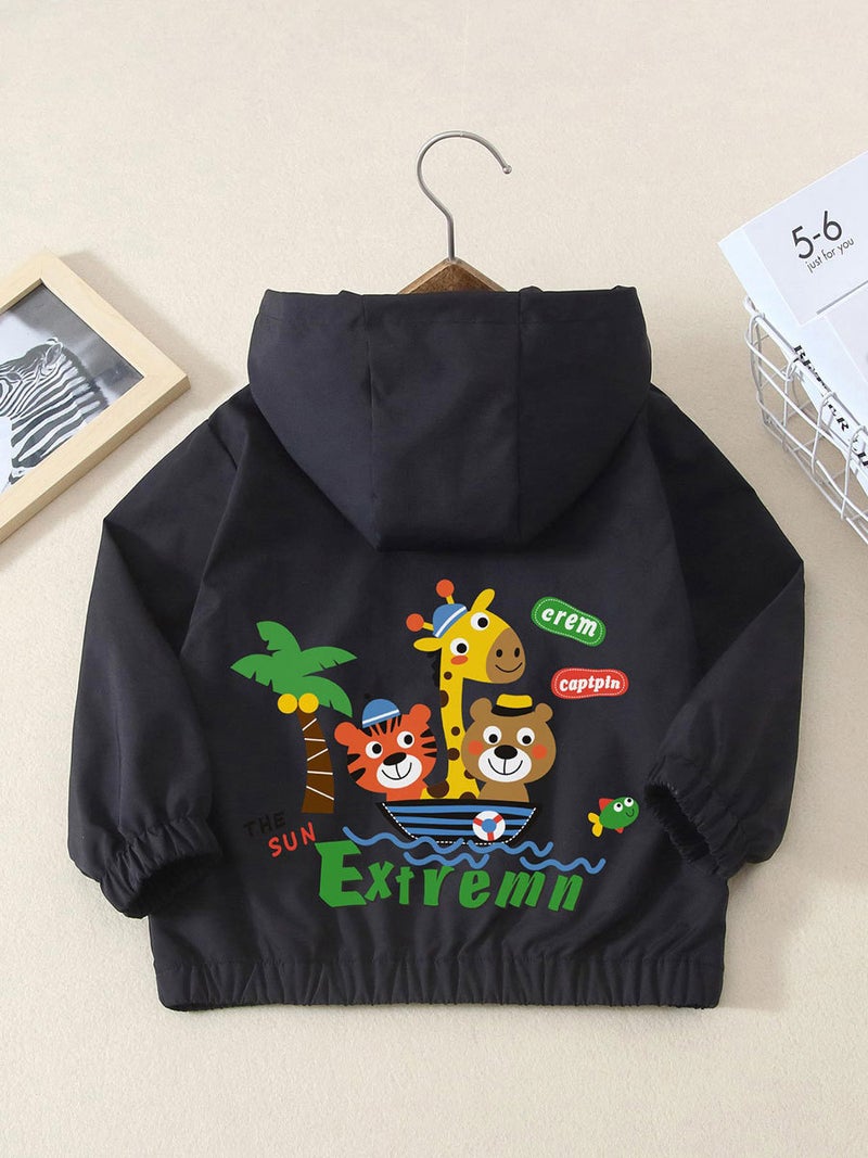 Children'S Spring Cartoon Jacket 2025 For Older Boys And Girls, Hooded Windbreaker, Trendy Children'S Clothing, Boys' Jacket - Image 2