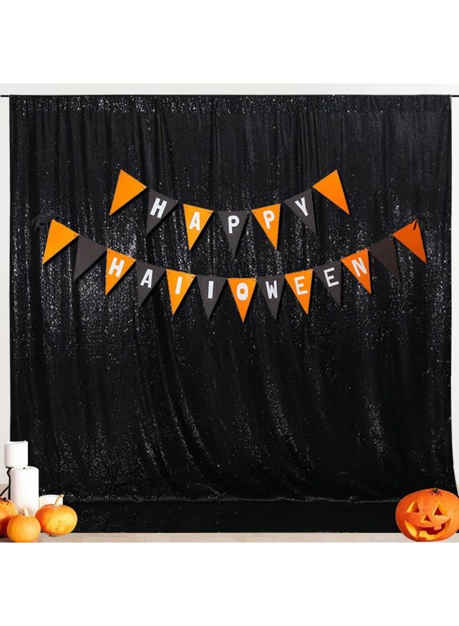 SquarePie 6x6ft Black Sequin Backdrop, High Density Non-Transparent Glitter Curtain for Photography, Birthday, Wedding Party Decorations, Thick Solid Background with 4" Rod Pocket, 1 Panel - Image 3